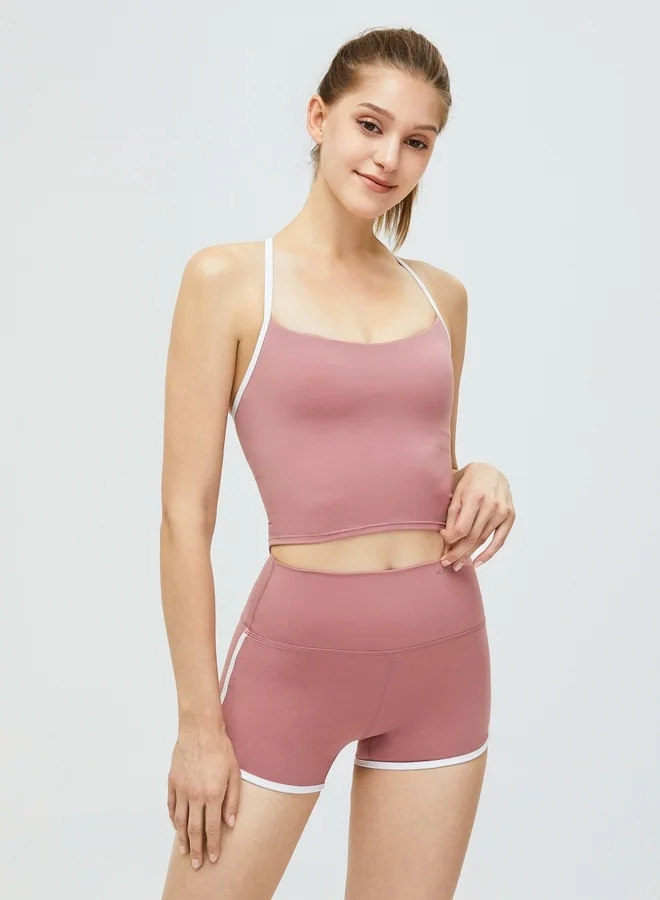 KAWN.YOGA Dusty Pink Womens High Waist Workout Sport Yoga Shorts for Women | Best Price UAE