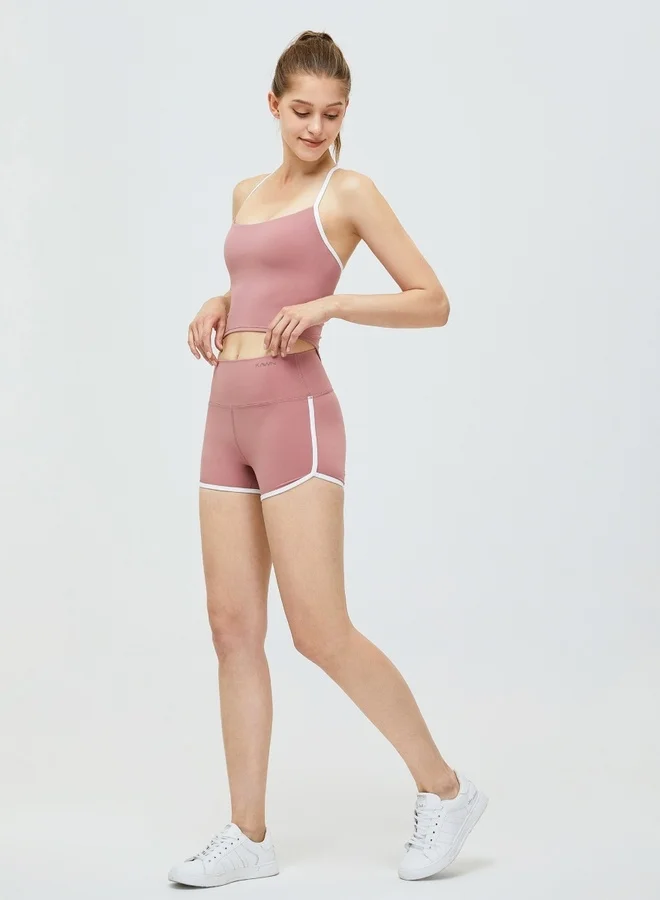 KAWN.YOGA Dusty Pink Womens High Waist Workout Sport Yoga Shorts for Women | Best Price UAE
