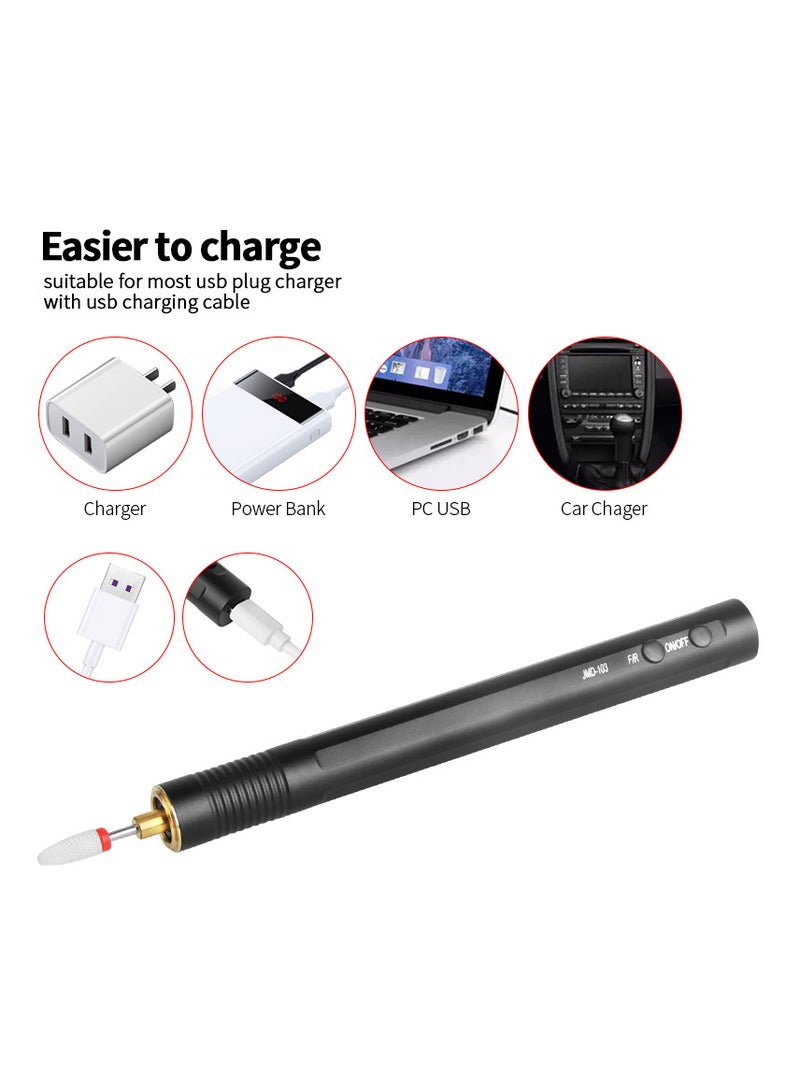 brunson ماكينة حفر أظافر 15000 دورة في الدقيقة عالية السرعة، مجموعة مبرد أظافر محمولة احترافية لأظافر الجل الأكريليكي والمانيكير والباديكير وتلميع البشرة واستخدام الصالون المنزلي - Image 3