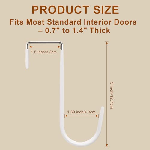 TONOS Over The Door Hooks 2 Pack – Heavy Duty Door Hanger Hooks for Hanging Towels, Bags, Robes, Clothes – No Drilling Over Door Hook, Dorm Essentials, Towel Racks for Bathroom, Bedroom, Closet - Image 2