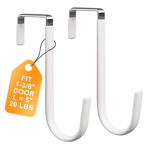 TONOS Over The Door Hooks 2 Pack – Heavy Duty Door Hanger Hooks for Hanging Towels, Bags, Robes, Clothes – No Drilling Over Door Hook, Dorm Essentials, Towel Racks for Bathroom, Bedroom, Closet - Image 1