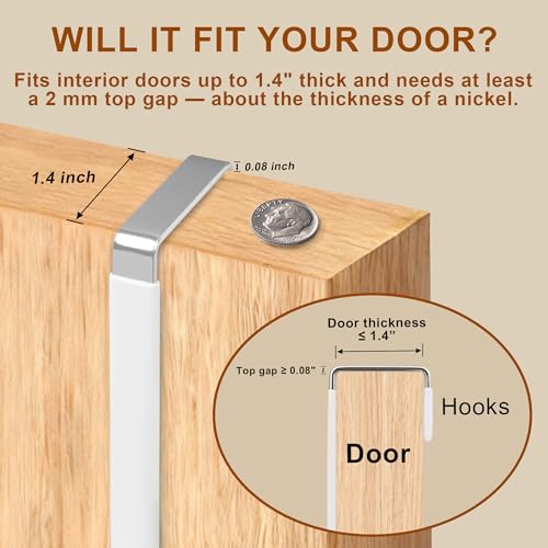 TONOS Over The Door Hooks 2 Pack – Heavy Duty Door Hanger Hooks for Hanging Towels, Bags, Robes, Clothes – No Drilling Over Door Hook, Dorm Essentials, Towel Racks for Bathroom, Bedroom, Closet - Image 3