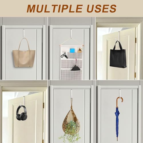 TONOS Over The Door Hooks 2 Pack – Heavy Duty Door Hanger Hooks for Hanging Towels, Bags, Robes, Clothes – No Drilling Over Door Hook, Dorm Essentials, Towel Racks for Bathroom, Bedroom, Closet - Image 5