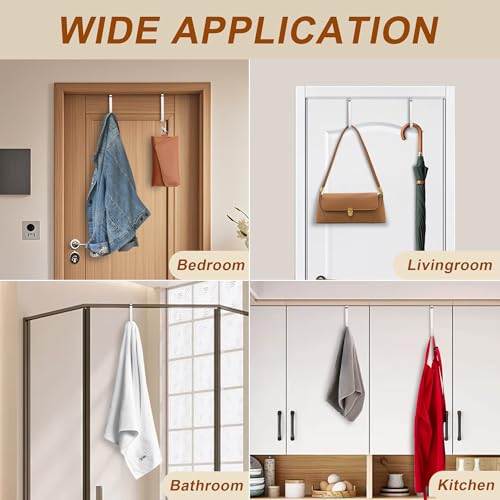 TONOS Over The Door Hooks 2 Pack – Heavy Duty Door Hanger Hooks for Hanging Towels, Bags, Robes, Clothes – No Drilling Over Door Hook, Dorm Essentials, Towel Racks for Bathroom, Bedroom, Closet - Image 4