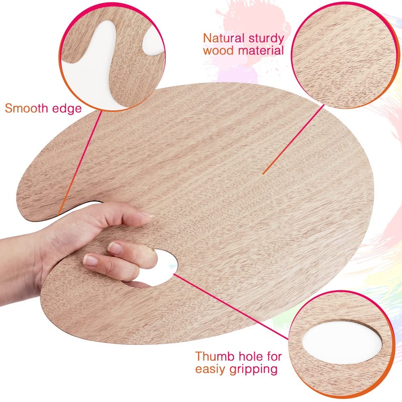 Tamaki Wooden Paint Palette Paint Tray Palettes for Acrylic, Painting Palette Art Pallet for Painting, Thumb Holder Trays for Artist, 1 PCS - Image 3