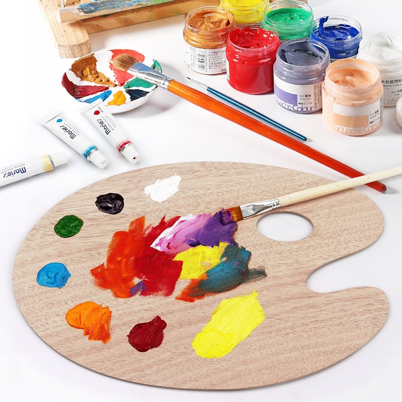 Tamaki Wooden Paint Palette Paint Tray Palettes for Acrylic, Painting Palette Art Pallet for Painting, Thumb Holder Trays for Artist, 1 PCS - Image 5