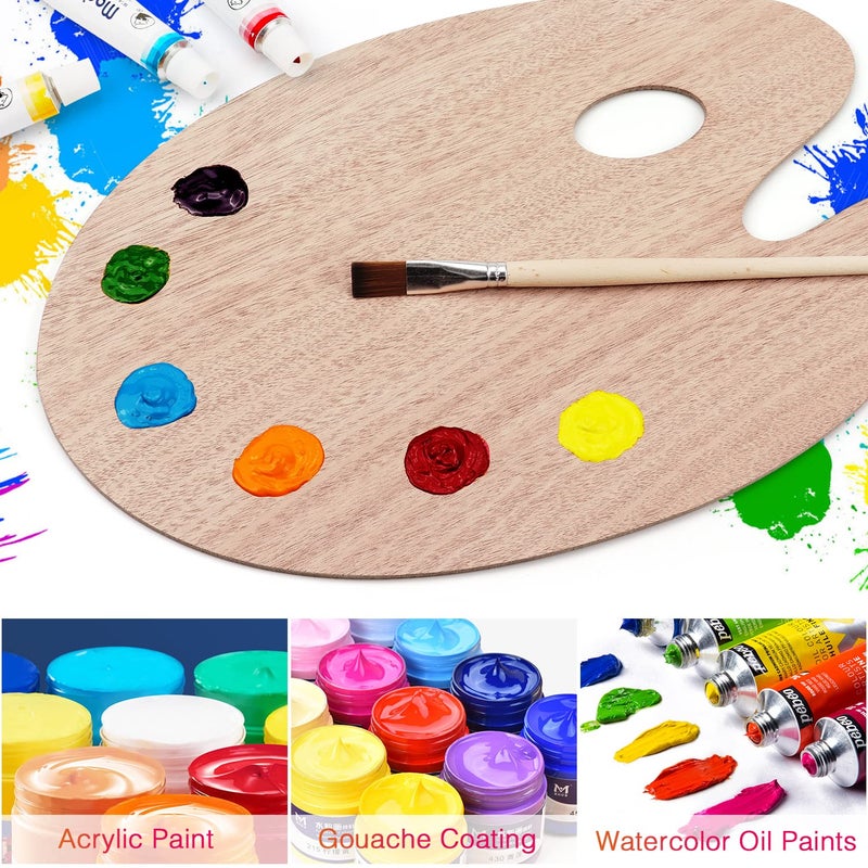 Tamaki Wooden Paint Palette Paint Tray Palettes for Acrylic, Painting Palette Art Pallet for Painting, Thumb Holder Trays for Artist, 1 PCS - Image 4