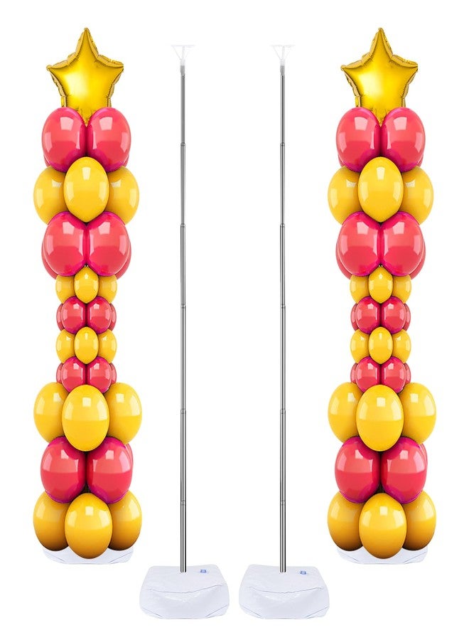 Lechay Balloon Column Stand Set of 2, 6.6ft Balloon Arch Stand Adjustable Balloon Column kit with Base Telescopic for Baby Shower Wedding Birthday Graduation Party Decorations (2) - Image 1