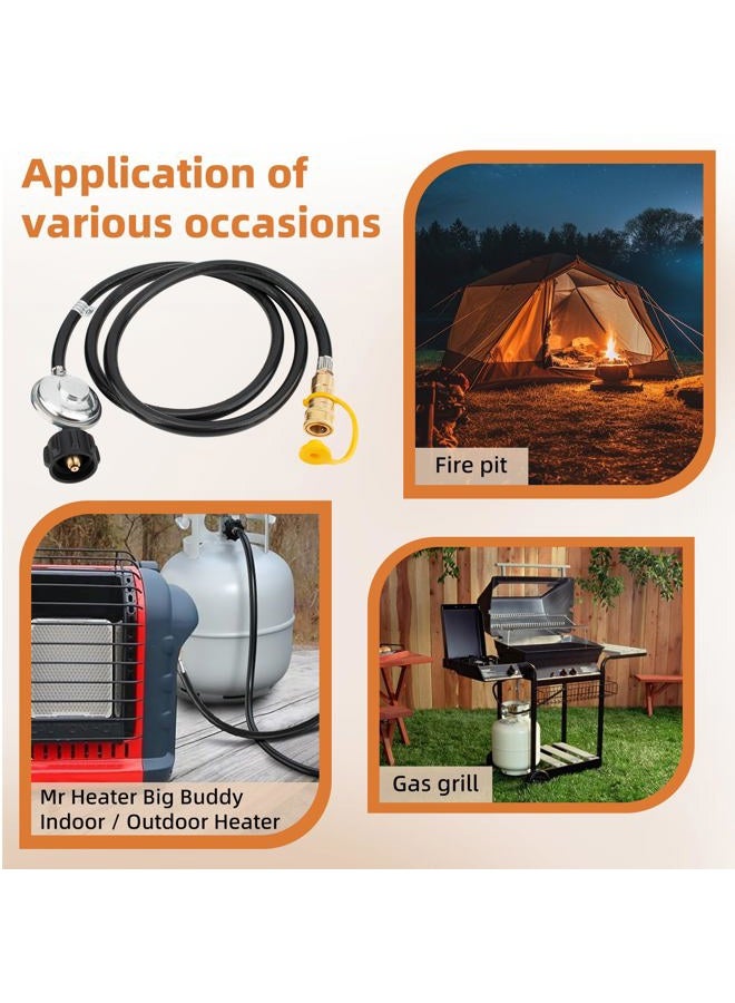 Apopip F271803 6ft Propane Adapter Hose Replacement Hose with Regulator, QCC1 Propane Tank Connection x 3/8 inch Female Quick Connect - Image 4
