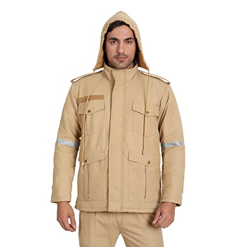 uniformer Khaki Police Full Sleeves Jacket with Hood for Men | Tactical Jacket for Officers | Durable, Stylish & Comfortable | Outdoor & Duty Wear | Law Enforcement Outerwear (Khaki_4XL) - Image 4