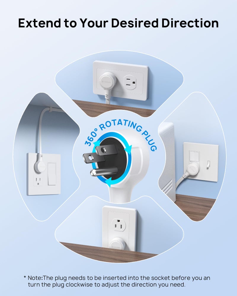 TROND 360Â° Rotating Plug Power Strip, 3FT Short Extension Cord with Multiple Outlets and 3 USB Ports, 1440 Joules Wall Mount Surge Protector for Bedroom Kitchen Office Dorm Room, White - Image 3