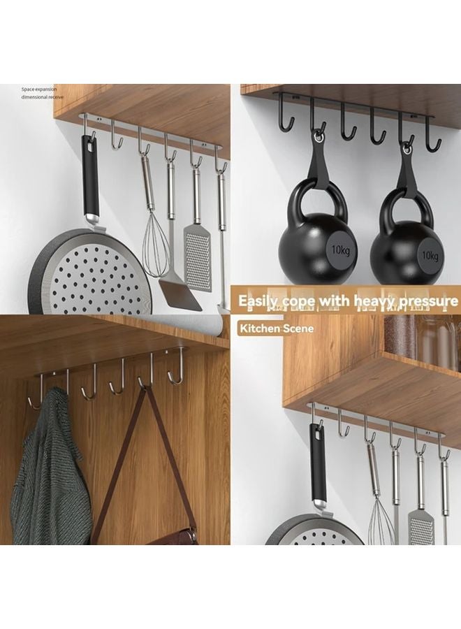 Black 6 Hooks Stainless Steel Mug Holder Rack Cup Organizer Shelf - Image 2