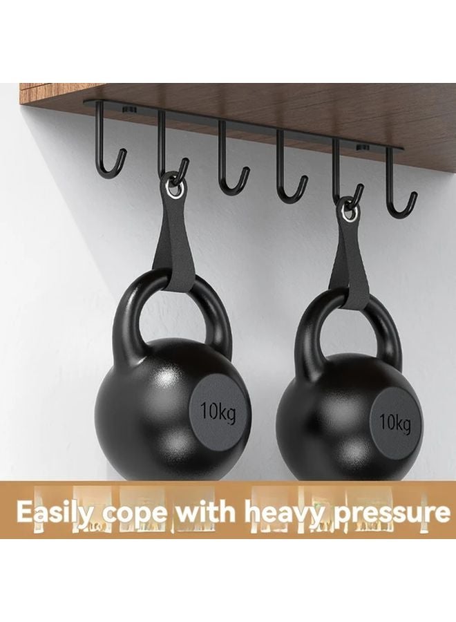 Black 6 Hooks Stainless Steel Mug Holder Rack Cup Organizer Shelf - Image 5