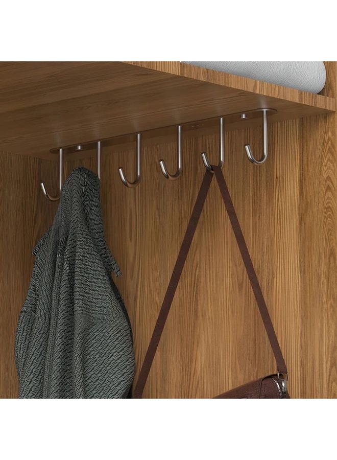 Black 6 Hooks Stainless Steel Mug Holder Rack Cup Organizer Shelf - Image 3