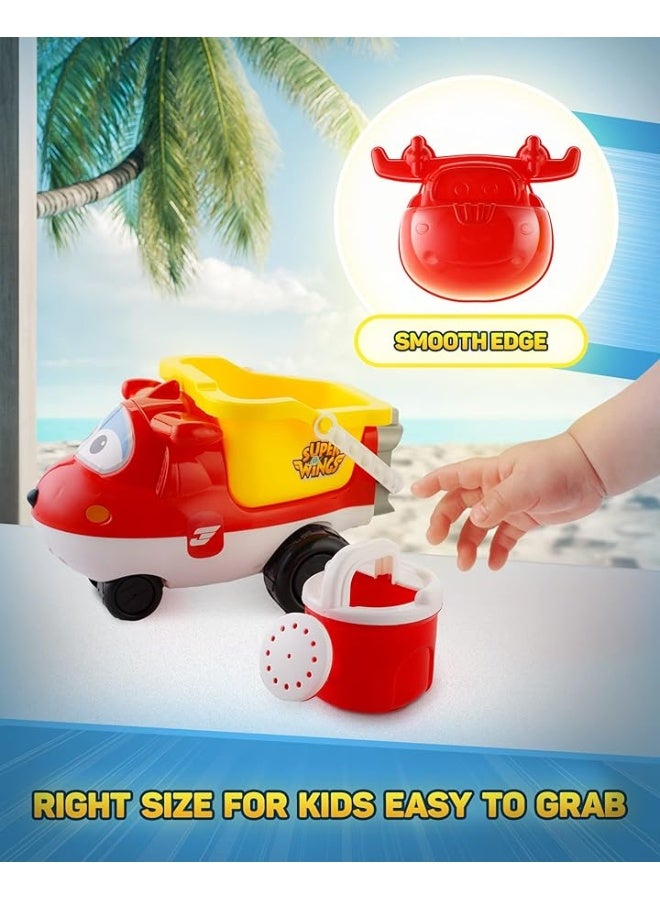 SUPER WINGS Beach Toys Sand Toys - Super Wings Toys Playset - Beach Toys for Kids Age 3-5 - Sandbox Toys 6 Pieces Including Shovel, Rake, Watering Can, Sand Trucks Set and 2 Sand Molds - Image 2