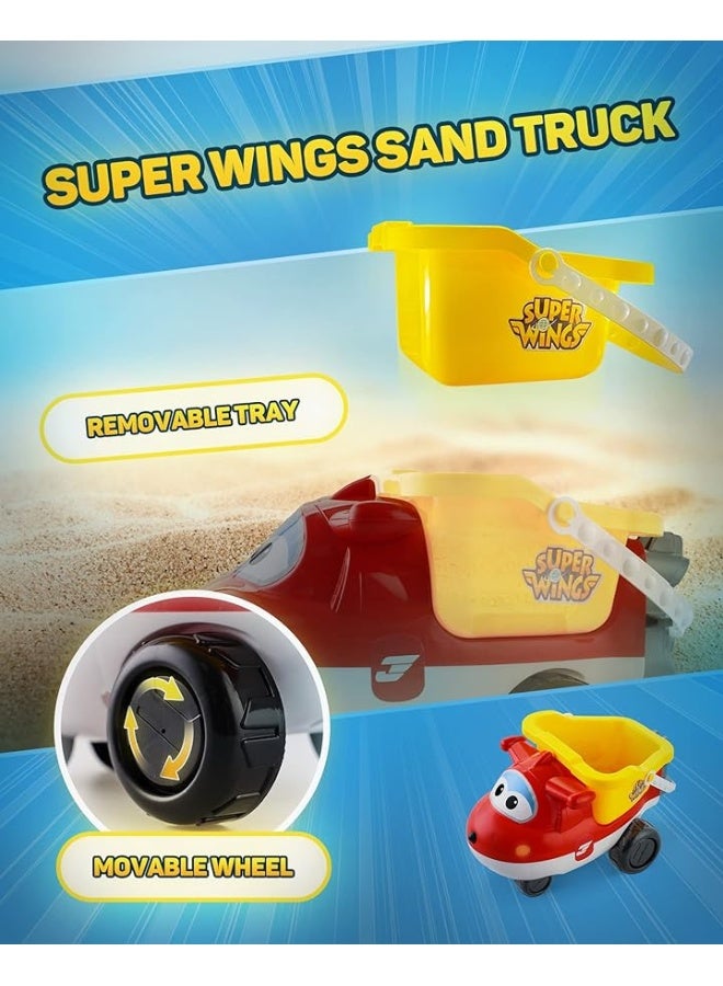 SUPER WINGS Beach Toys Sand Toys - Super Wings Toys Playset - Beach Toys for Kids Age 3-5 - Sandbox Toys 6 Pieces Including Shovel, Rake, Watering Can, Sand Trucks Set and 2 Sand Molds - Image 4