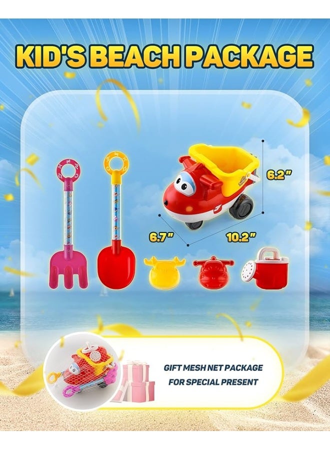 SUPER WINGS Beach Toys Sand Toys - Super Wings Toys Playset - Beach Toys for Kids Age 3-5 - Sandbox Toys 6 Pieces Including Shovel, Rake, Watering Can, Sand Trucks Set and 2 Sand Molds - Image 3