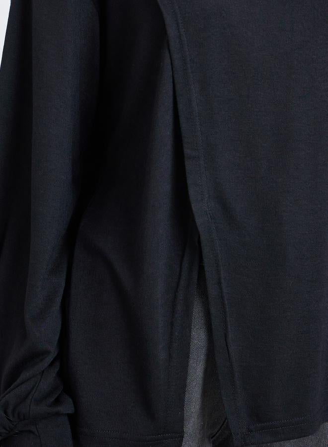 ستايلي تيشيرت واسع بأكمام طويلة وشق جانبي - Image 3