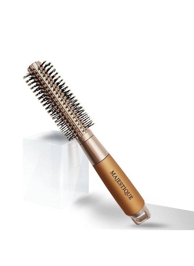 MAJESTIQUE Golden Series Round Hair Brush For Blow Drying & Hair Styling Nylon Bristles With Epoxy Tips Roller Hair Brush For Men & Women Gold/Hr103  - Image 2