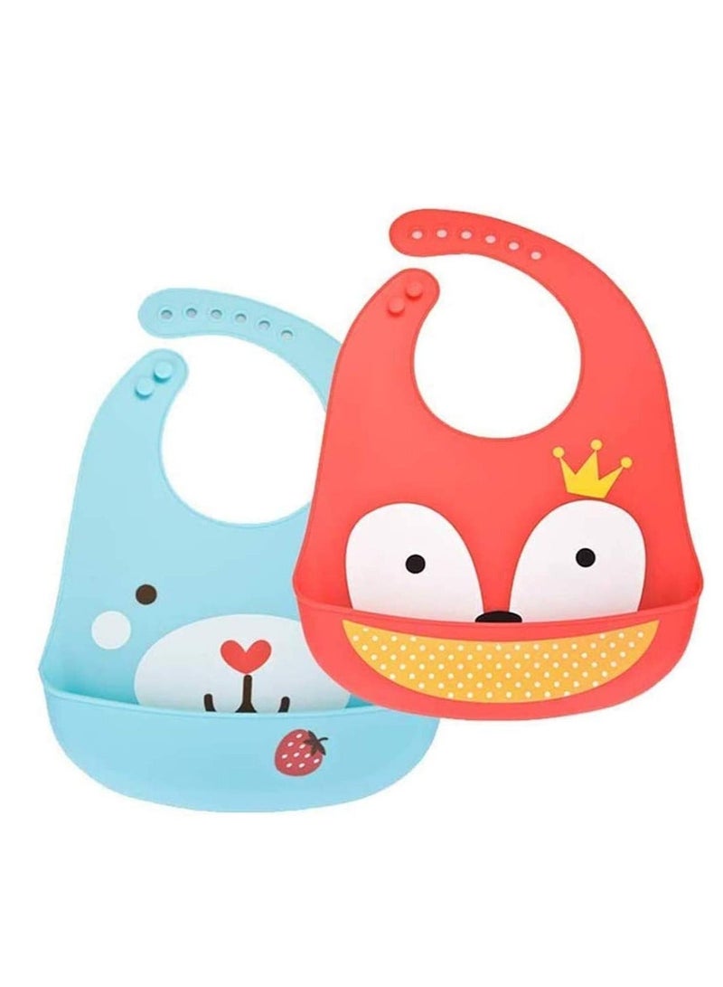Waterproof Silicone Weaning Baby Bibs Brilliant Bibs Baby weaning Bibs and Dribble Bibs Soft Waterproof for Boys and Girls Babies Toddler Baby bib Bandana Sleeves Feeding, 2pcs  - Image 1