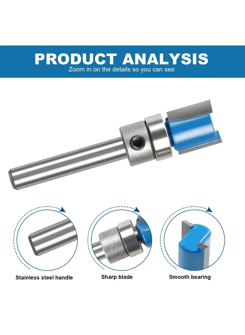 SYOSI Straight Router Bit Set 3PCS 1/4 Shank Flush Trim Bit, Pattern Bits Milling Cutter Tool with Top Bearing for Carpenter DIY Woodworking  - Image 5