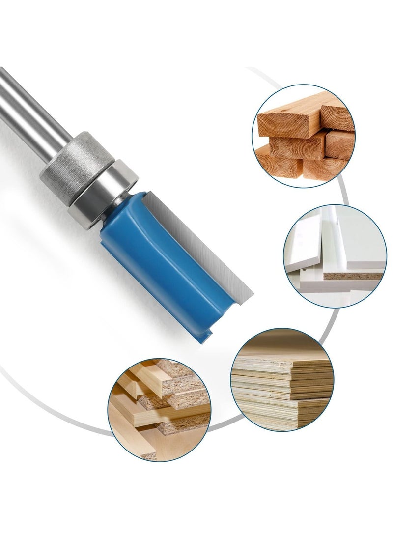 SYOSI Straight Router Bit Set 3PCS 1/4 Shank Flush Trim Bit, Pattern Bits Milling Cutter Tool with Top Bearing for Carpenter DIY Woodworking  - Image 3