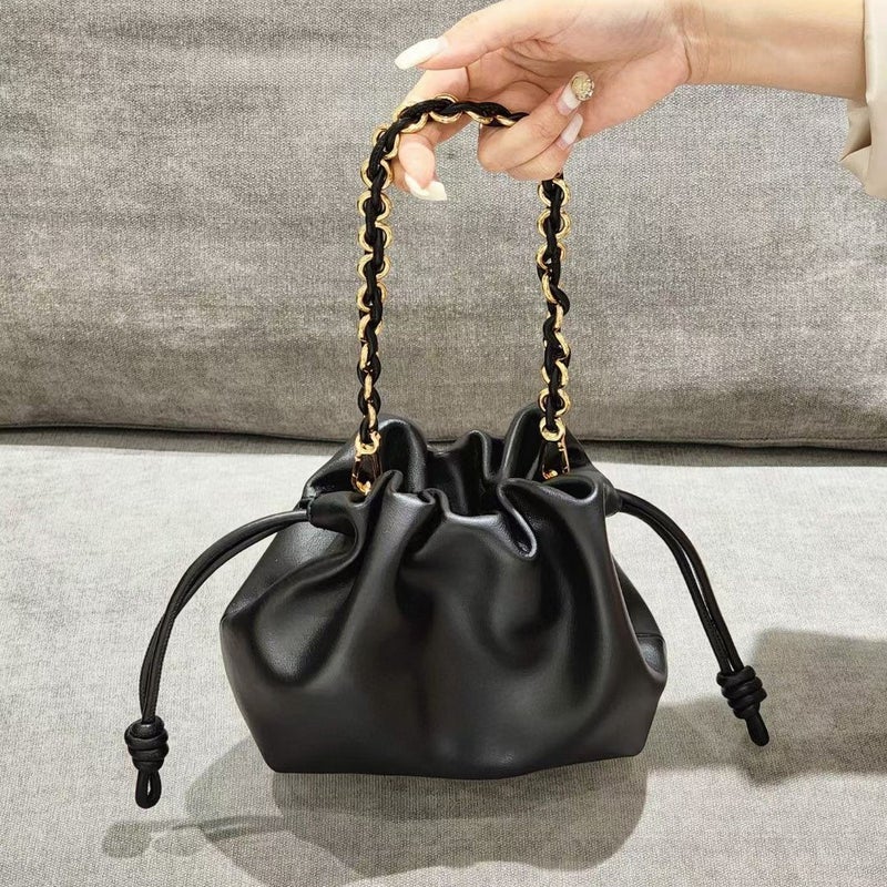 Cowhide Bag Cloud Bag Chain Shoulder Crossbody Small Bag Hand Bucket Bag Chain Bag Casual Leather Women'S Bag - Image 1