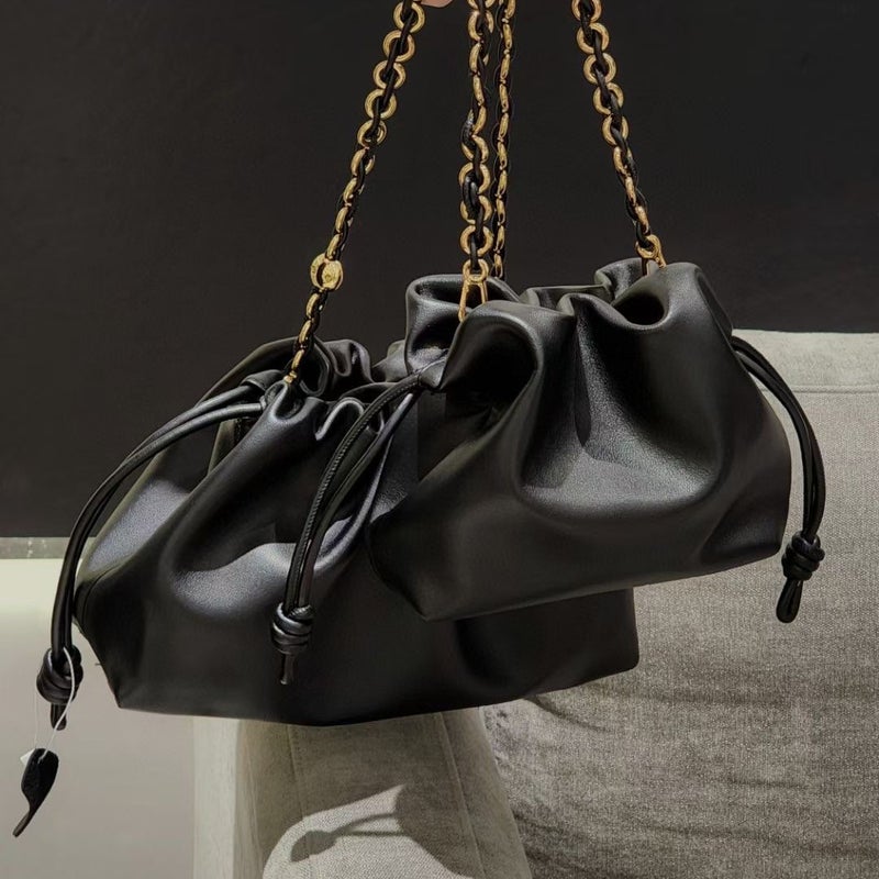 Cowhide Bag Cloud Bag Chain Shoulder Crossbody Small Bag Hand Bucket Bag Chain Bag Casual Leather Women'S Bag - Image 3