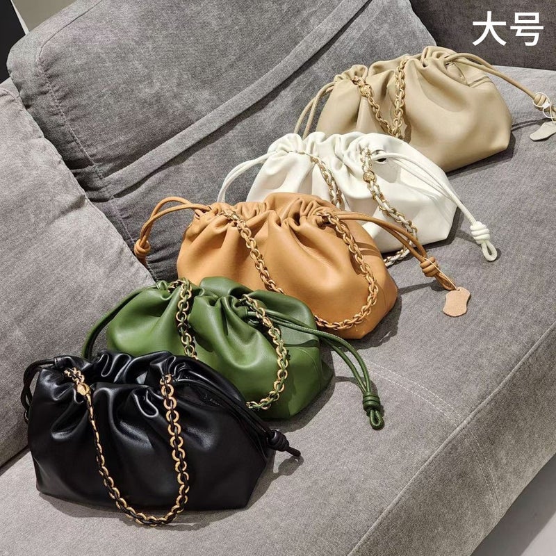 Cowhide Bag Cloud Bag Chain Shoulder Crossbody Small Bag Hand Bucket Bag Chain Bag Casual Leather Women'S Bag - Image 4