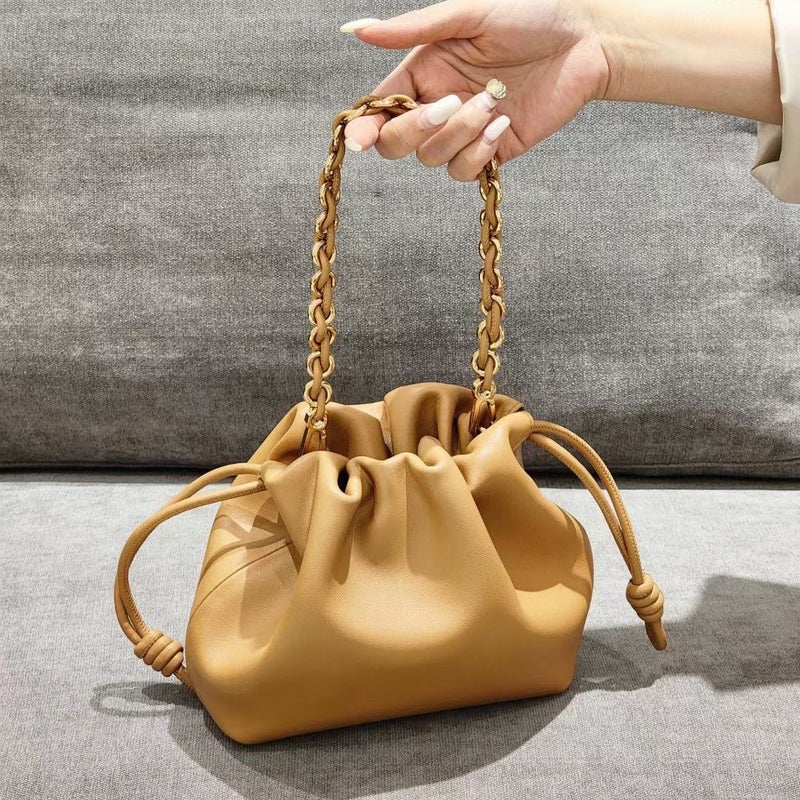 Cowhide Bag Cloud Bag Chain Shoulder Crossbody Small Bag Hand Bucket Bag Chain Bag Casual Leather Women'S Bag - Image 2