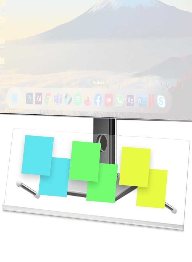 Yncotte Monitor Memo Board Holder 14"x5", Adhesive-Free Message Board for Computer Monitors, Space-Saving Under Monitor, Movable & Reusable, Durable Acrylic for Office & Home - Image 1
