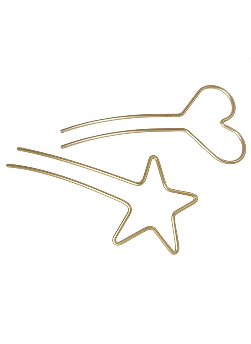 Teensery 2 Pcs Metal U Shaped Hair Pins Heart Star Hair Sticks Hair Forks Simple Hairpins Hair Accessories for Women and Girls 