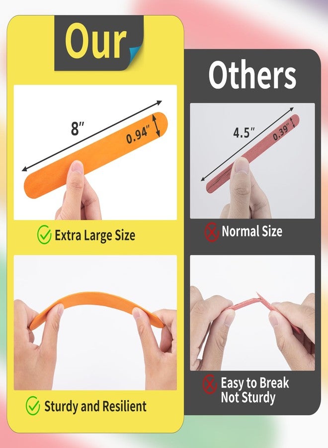 WISYOK 90Pcs 8 Inch Colorful Jumbo Craft Sticks, Large Popsicle Sticks, WaxingSticks, Rainbow Wooden Popsicle Sticks, Paint Stir Sticks Great for DIY Crafts, Plant Labels, and Educational Tools - Image 4