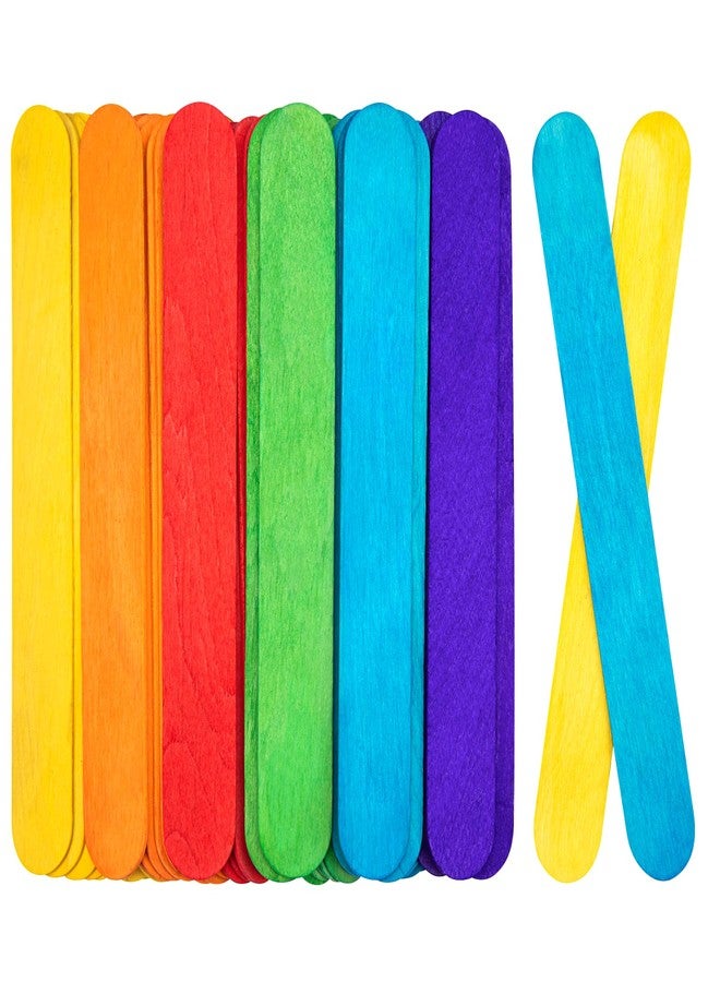 WISYOK 90Pcs 8 Inch Colorful Jumbo Craft Sticks, Large Popsicle Sticks, WaxingSticks, Rainbow Wooden Popsicle Sticks, Paint Stir Sticks Great for DIY Crafts, Plant Labels, and Educational Tools - Image 1