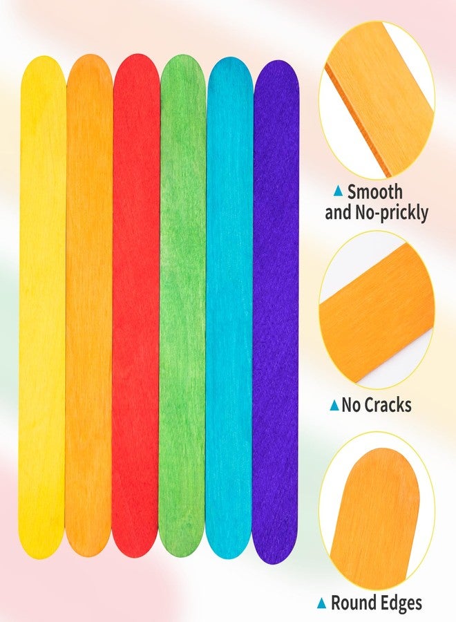 WISYOK 90Pcs 8 Inch Colorful Jumbo Craft Sticks, Large Popsicle Sticks, WaxingSticks, Rainbow Wooden Popsicle Sticks, Paint Stir Sticks Great for DIY Crafts, Plant Labels, and Educational Tools - Image 3
