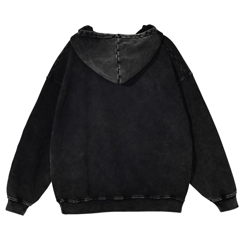 KEEPSHOWING Mens Oversized Hoodies Black Vintage Hoodie Pullover Acid Wash Hoodies for Men Streetwear Sweatshirts(BK,L) - Image 4