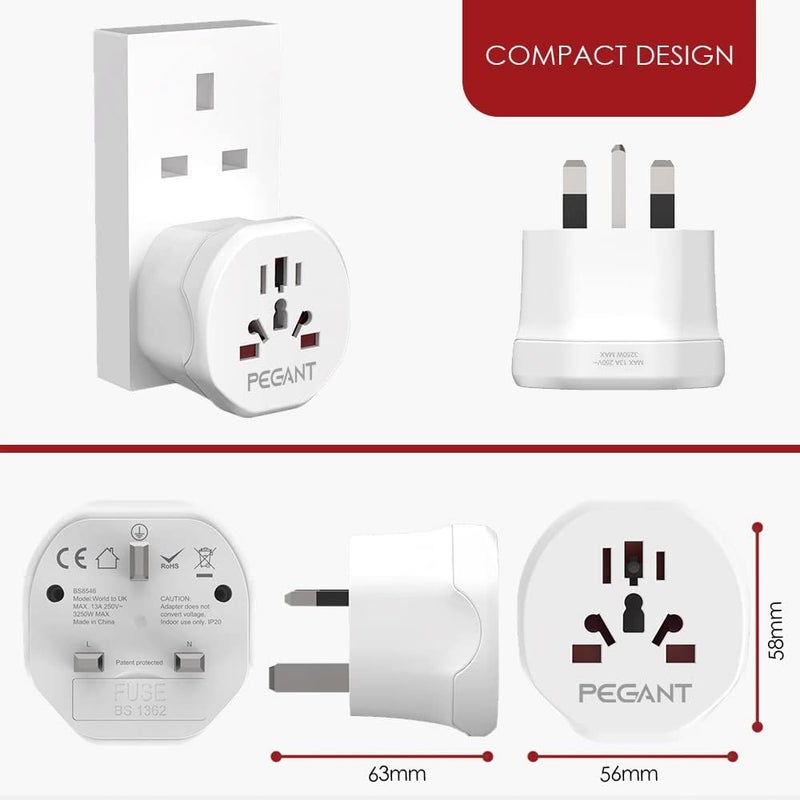 PEGANT World to UK Plug Travel Adapter - Image 4