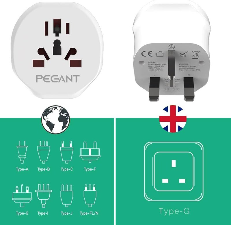 PEGANT World to UK Plug Travel Adapter - Image 3