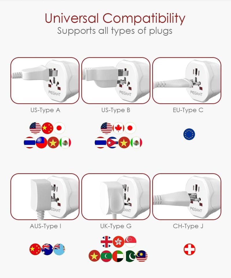 PEGANT World to UK Plug Travel Adapter - Image 2