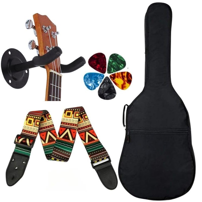 Mocking Bird Acoustic Guitar Bag Foam Padded Guitar Cover for 38, 39, 40, 41 inch with Adjustable Guitar Strap Wall Mount Hanger and Guitar Picks for Acoustic Electric Bass Guitar case (Bohemian) - Image 1