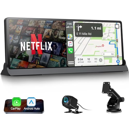 jelkuz 【Limited Time】 Carplay Screen for Car with Netflix YouTube 10.26 inch Wireless Apple Carplay Android Auto Touchscreen Voice Control GPS Navigation and Backup Camera OTA Updates Dual Bluetooth - Image 1