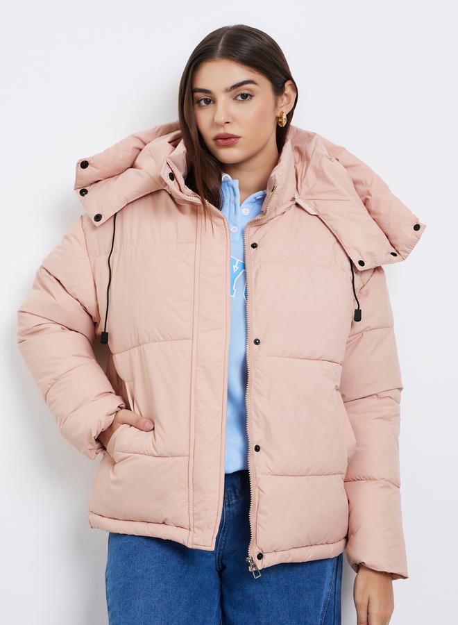 Styli Women Pink Regular Fit Regular Length Padded Jacket - Image 3