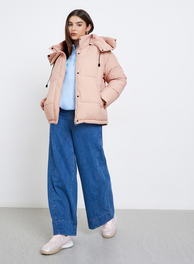 Styli Women Pink Regular Fit Regular Length Padded Jacket - Image 2