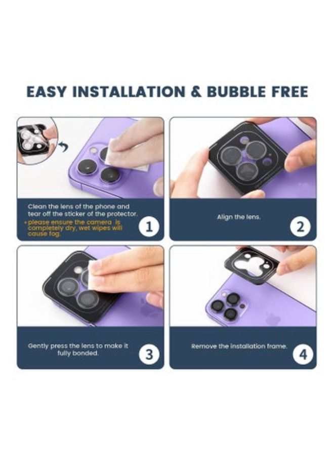 أكاليكس كاميرا عدسة حامي ، إبقاء الأصلي كاميرا هد الزجاج المعادن عدسة الكاميرا غطاء الشاشة فيلم آيفون 14 زائد / 14 اكسسوارات الأسود - Image 5