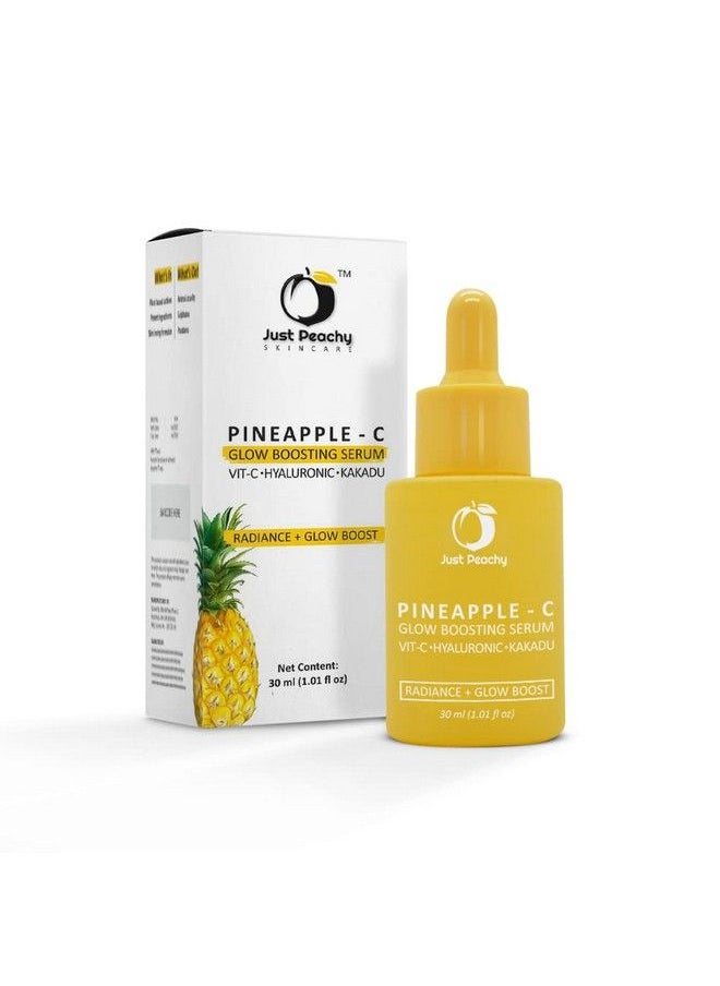 Just Peachy Pineapplec Glow Boosting Serum With Vitamin C Hyaluronic And Kakadu I Non Irritating I Reduces Pigmentation ; For Dull Uneven Skin ; Face Serum 30 Ml  - Image 2