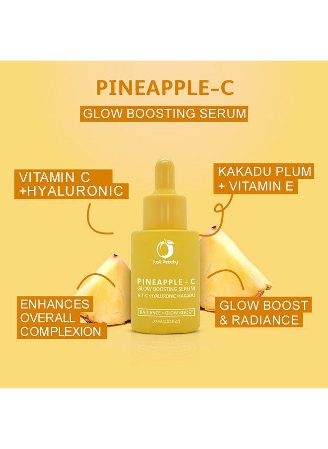 Just Peachy Pineapplec Glow Boosting Serum With Vitamin C Hyaluronic And Kakadu I Non Irritating I Reduces Pigmentation ; For Dull Uneven Skin ; Face Serum 30 Ml  - Image 3