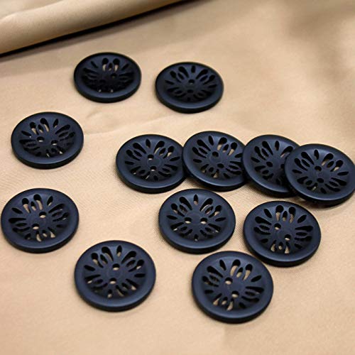Raydodo 12 Pcs 25mm Matt Black Buttons 1 Inch for Sewing Buttons Large 2-Holes Flatback Vintage Craft Buttons for Crafts and DIY Handmade Repair Clothing (Black) - Image 4