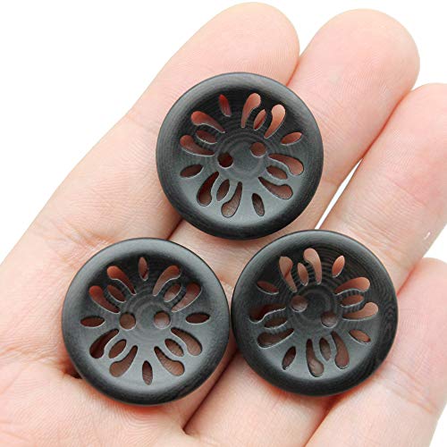 Raydodo 12 Pcs 25mm Matt Black Buttons 1 Inch for Sewing Buttons Large 2-Holes Flatback Vintage Craft Buttons for Crafts and DIY Handmade Repair Clothing (Black) - Image 5