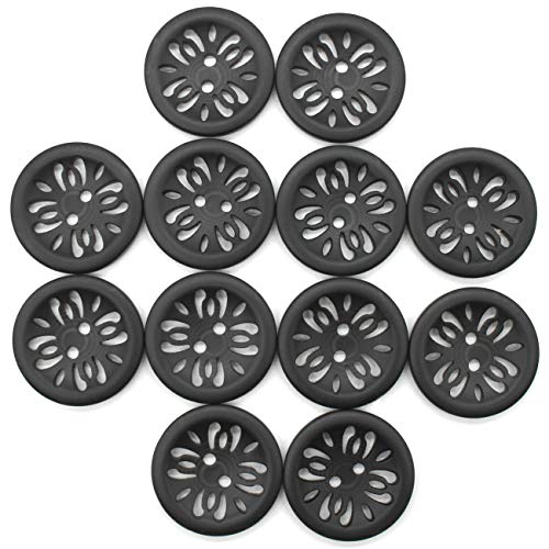Raydodo 12 Pcs 25mm Matt Black Buttons 1 Inch for Sewing Buttons Large 2-Holes Flatback Vintage Craft Buttons for Crafts and DIY Handmade Repair Clothing (Black) - Image 1