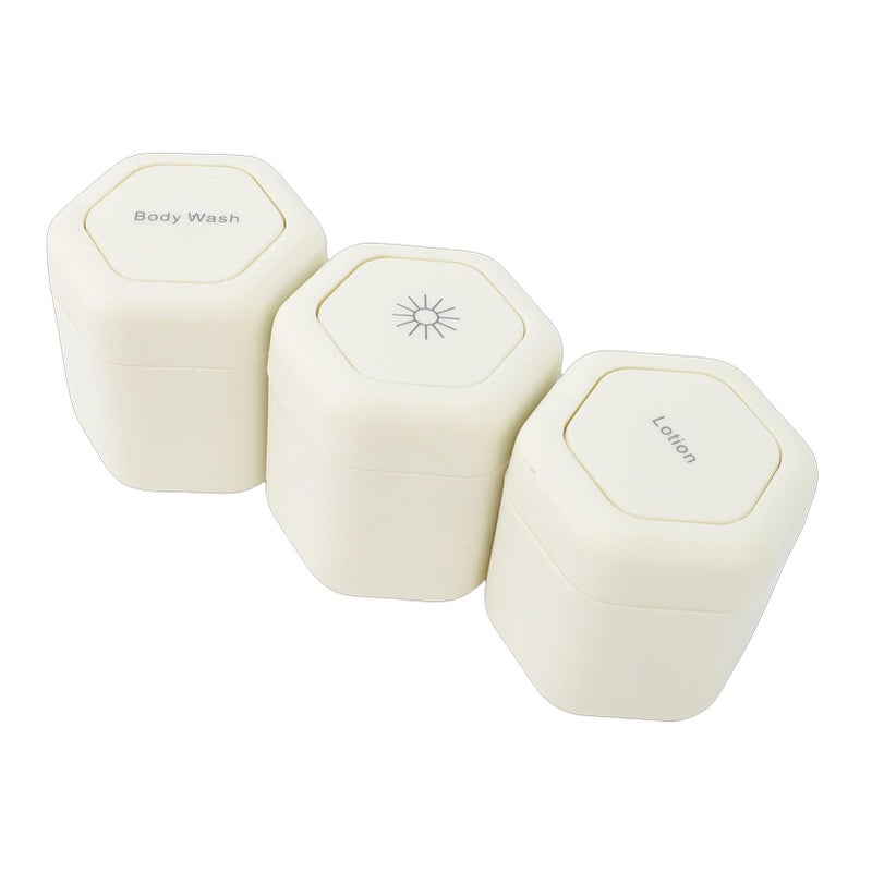 fosa 3 Pcs Magnetic Travel Capsules, Hexagonal Toiletry Containers with Screw Top Lids, 40ml Capacity for Lotion Shampoo Conditioner (White) - Image 1